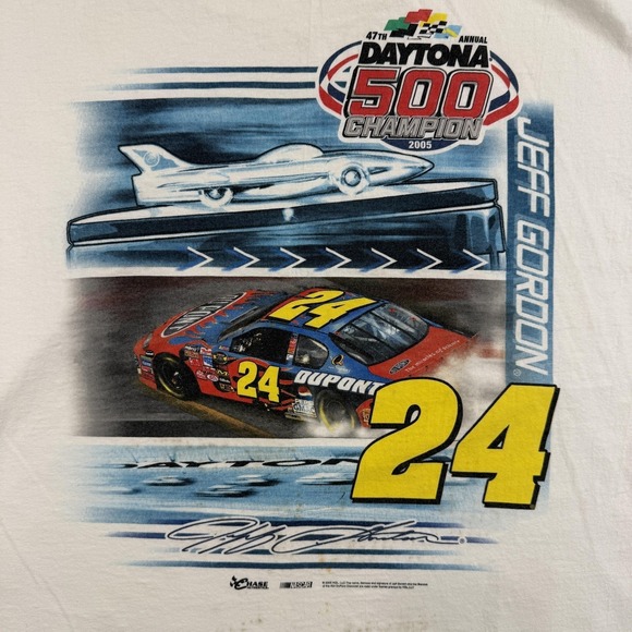 Vintage Jeff Gordon Shirt Mens Large White NASCAR Daytona 500 Chase Graphic Tee - Picture 7 of 9